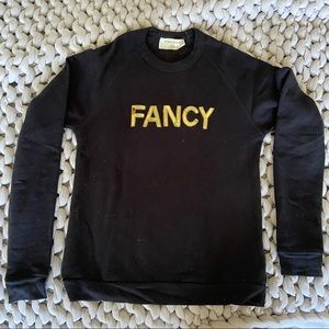 Sequined Letter ‘Fancy’ Black Sweatshirt